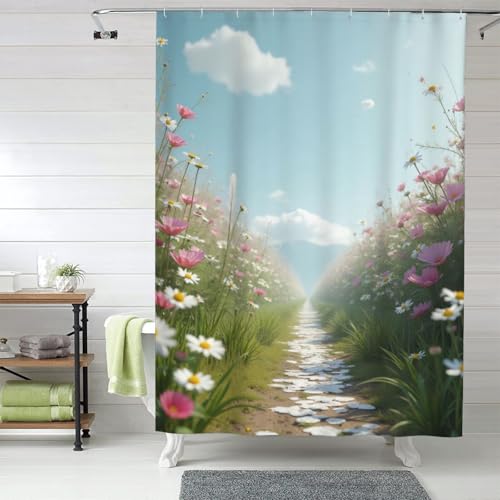 Rideau de douche n° 9 tissu épais résistant lavable 152x183cm