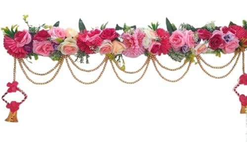 Image of Nutts Beautiful Artifical Flower & Moti Chudi, Design Flower Handmade Bandhanwar Door Hanging Decorative Toran Bandhanwar for Home Decoration for Main Door, Wedding, Parties