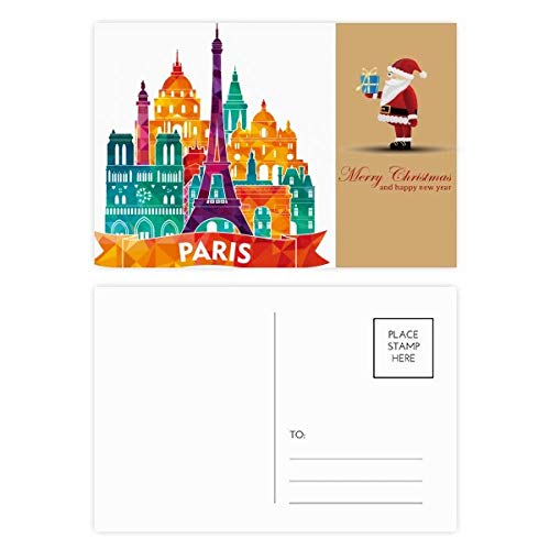 Cartes postales Tour Eiffel Père Noël lot de 20 illustrations France de qualité
