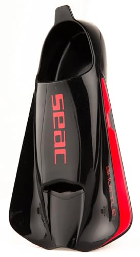 Seac Shuttle Pinne Corte Da Nuoto 100% Silicone Per Allenamenti Cardio E Di Forza, Unisex Adulto, Nero/Rosso (Black/Red Power), 42/43 Eu - 4
