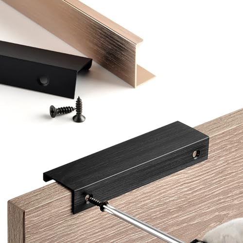 Ukryty uchwyt, uchwyty do szafek ze stopu aluminium, do drzwi kuchennych, łazienki, szafy, gałki do szuflad pod kątem prostym, złote wykończenie (120 mm, zestaw 2 szt.)