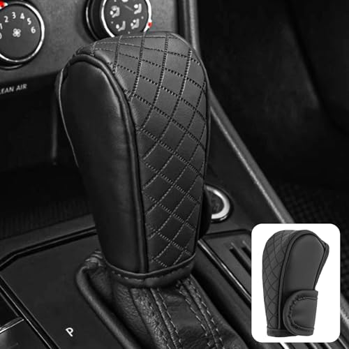SamWinGear Gear Shifter Cover Stick Shift Knob Cover, Diamond PU Leather Anti-Slip Gear Shift Knob Protector Cover Universal Car Stylish Decorative Accessory for Cars,Trucks,SUVs Shift Lever(Black)