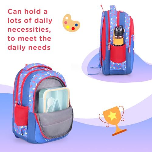 Image of Play Nation Premium Mickey Mouse School Backpack for Kids|Printed School Bags for Boys /Girls|Tuition Bags for Kids|Waterproof Multi-Pocket Shoulder Backpacks|Birthday Gift| 16 Inches-Red & Blue