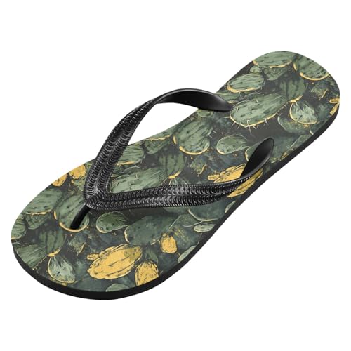 Cactus Pattern Flip Flop Sandal for Women Men, Casual Beach Slippers Indoor Outdoor XS2