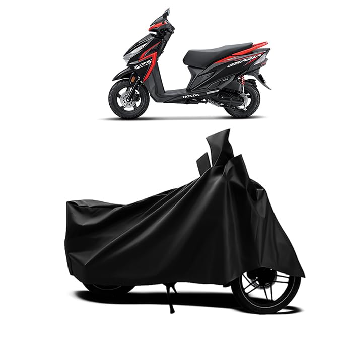 Image of DRAKOWISH Waterproof Scooty Cover for Honda Grazia | All Weather Protection from Rain, Dust, UV Rays & Scratches with Mirror Pockets & Buckle Belt | Grazia Scooty Cover