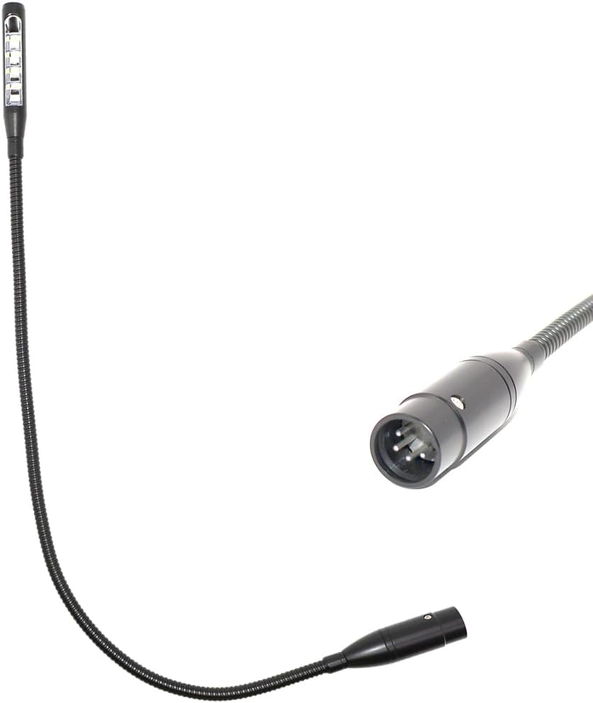24 inch Flexible LED gooseneck Light for Stage DJ Mixer, White Light,12V,2 Watt,with XLR 4Pin Port,Straight Plug