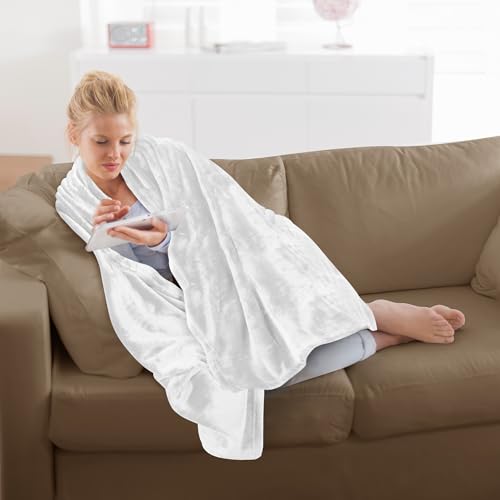 Image of Utopia Bedding Fleece Blanket Throw Size White 300GSM Luxury Anti-Static Fuzzy Soft Microfiber Blanket for Couch, Sofa and Bed (50x60 Inch)
