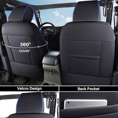 Image of Coverado Seat Covers 4-Door Fullset for Jeep Wrangler JK JL, Waterproof Blue Car Seat Covers for Truck Automotive Seat Covers Custom Fit for 2007-2024 Jeep Wrangler