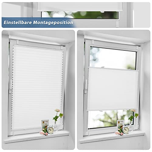 Plissee ohne Bohren Klemmfix Plissees Weiß B90 x H210 cm Faltrollo Plisseerollo Jalousien Rollos für Fenster ohne Bohren Sichtschutz und… – Ansicht 3