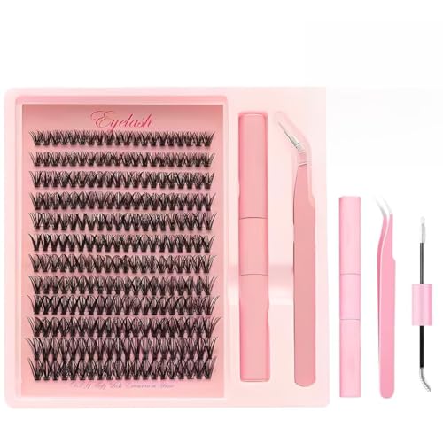 LAKPYN 1 psc extension cils cluster lashes Faux Cils Extension Cils Newbie's Five-Second Cils Individuels Avec Colle Volume Russe Cluster Lashes Diy à La Maison Cils Individuels (40D 9-16mm)