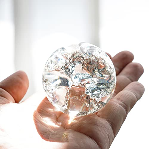 Kanpura 60Mm Ice Cracked Crystal Ball Paperweight Crystal Glass Sphere With Stand Home Decor Fengshui Accessories Rockery Ornament #TOP6