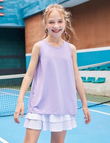 Image of Zaclotre Girls Athletic Tank Tops Open Tie Back Sleeveless Workout Shirts
