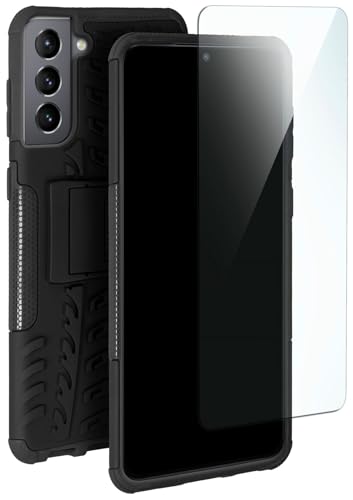 Coque Samsung S21 Plus rigide noire avec vitre blindée incluse