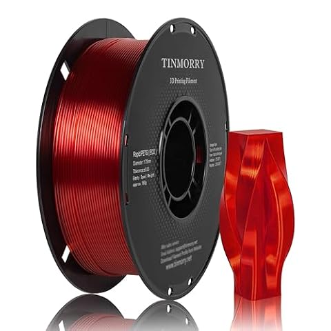 TINMORRY PETG Filament 1.75mm, Rapid PETG-Eco 3D Printing Filament, Compatible with Bambu Lab/Creality K1C / FLASHFORGE Adventurer 5M FDM 3D Printer, 1 KG 1 Spool, Transparent Red