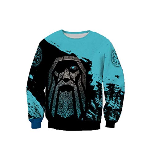 Sweat à capuche Harajuku avec imprimé Viking 3D pull hip hop résistant automne hiver XXL