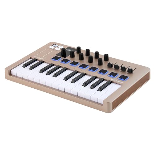 Image of Arturia MiniLab 3 Champagne - 25 Key USB MIDI Keyboard Controller With 8 Multi-Color Drum Pads, 8 Knobs and Music Production Software Included