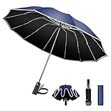 傘 おりたたみ傘 折りたたみ傘 折り畳み傘 メンズ - 逆折り式 ワンタッチ 自動開閉 反射テープ付き 折りたたみ傘 メンズ 大きいサイズ 折り畳み傘 晴雨兼用 uvカット 遮光 折れない傘 梅雨対策 台風対応 MRTLLOA (ブルー)
