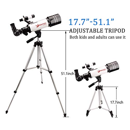 Moutec Telescope for Kids and Beginners with Backpack Smartphone Adapter, Portable Astronomical Travel Telescope, 70mm Refractor - Great Astronomy Gift for Kids to Explore Moon Space