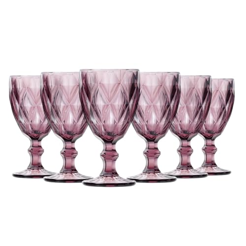 Jogo 6 Taças Vidro 340ml Diamond Roxa/Marsala