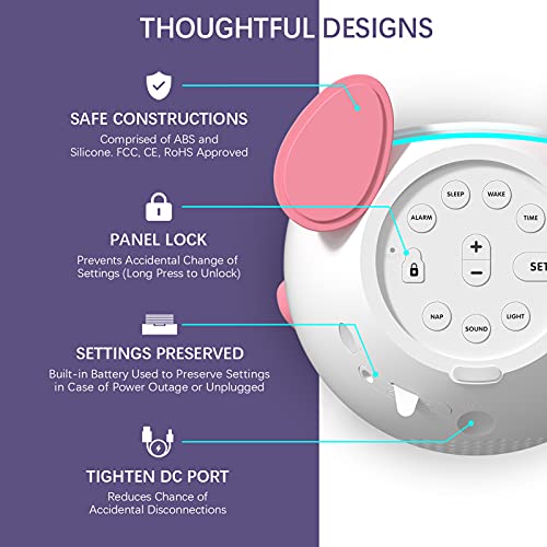 Kids Okay To Wake Clock, Windflyer Sleep Training Clock For Toddlers With Facial Expressions And Night Light, Sound Machine, Alarm Clock For Kids Girls Boys Bedroom, Pink #TOP4