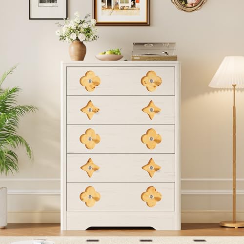 Garvee Dresser for Bedroom with 5 Drawers, 45'' Tall Chest of Large Decorative Drawer Front with Large Clothes Storage Cabinet, Wood Bedroom Dresser,