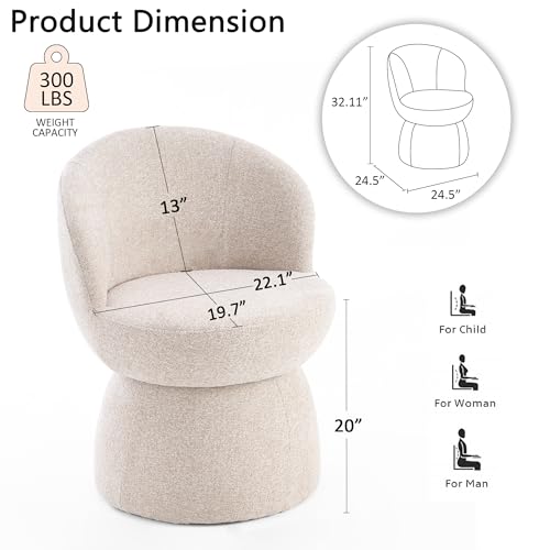Sillón Giratorio 360° Tela Boucle Beige miniatura 2