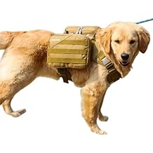 x Jumahe Dog Hiking Backpack for Large/Giant Dogs 2 Spacious Side Bags, Breathable Waterproof Fabric, Fits Chest 30"-40" 85-120 lbs, 5 Adjustable Buckles, Outdoor Travel Vest, Khaki