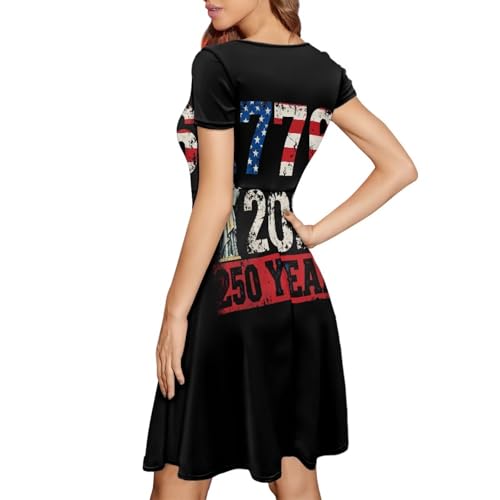 Image of POLERO Sunflower Dress for Women Floral Summer Dresses Short Sleeve Casual Sundresses Midi Dresses