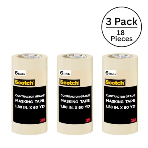 Image of Scotch Painter's Tape Contractor Grade,1.88 in x 60.1 yd Rolls, 3 Pack | 6 Rolls per set, 18 total rolls, Holds to Surfaces For Up to 3 days, Interior & Exterior Use, Model 2020-48TP6