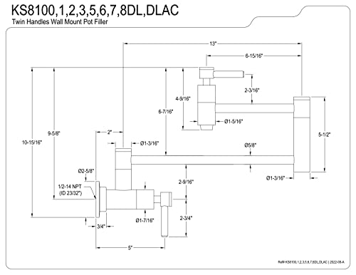 Kingston Brass Ks8107Dl Wall Mount Pot Filler Kitchen Faucet, Brushed Brass, 20 X 2.63 X 8.31 #TOP1