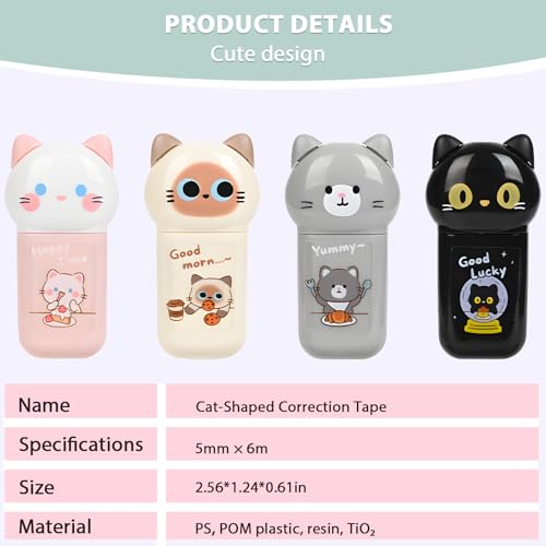 Lot de 6 mini stylos à ruban de correction japonais et papeterie chat kawaii - 7