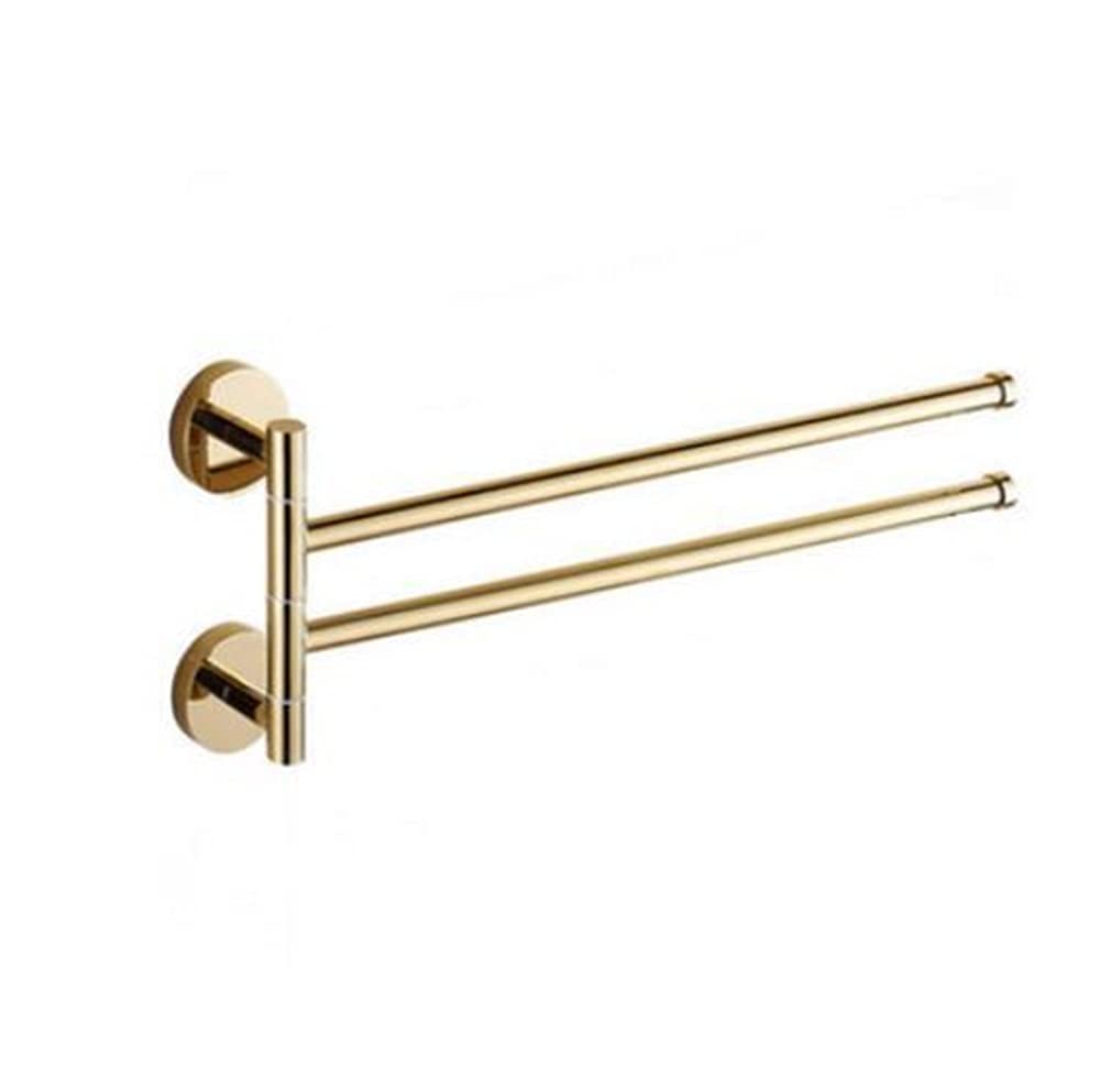Porte-serviettes pivotant laiton salle de bain 2 barres suspendues gain de place