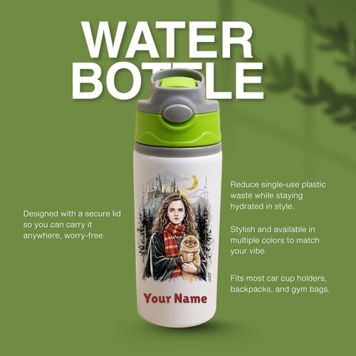 Image of Personalised Aluminium Water Bottle for Kids | Custom Name Cartoon Theme | 600ml Leakproof Bottle | Gift for Brother, Sister, Kids|Customise Gift