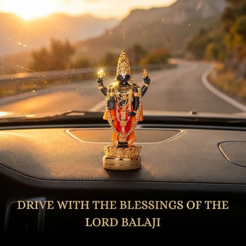 Image of Gold Plated Premium Balaji Statue for Car Dashboard, Gifting, Pooja Room Decor & Home Decoration (4.5 Inches) - Multicolor