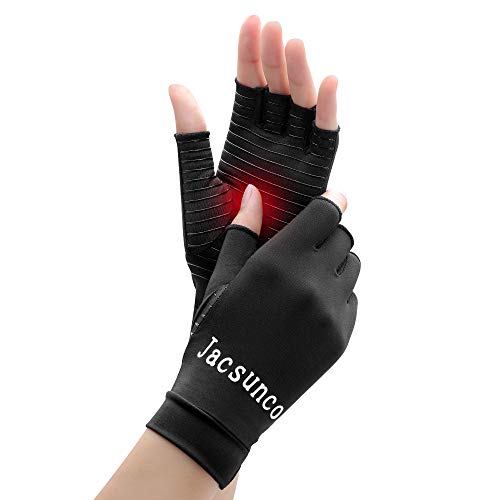 Exclusive Discount 🔥 Jacsunco Tight Gloves Copper Compression Arthritis Gloves, Best Copper Infused Glove for Women and Men, Fingerless Arthritis Gloves,Pain Relief and Healing for Arthritis,1 Pair, Black (M)