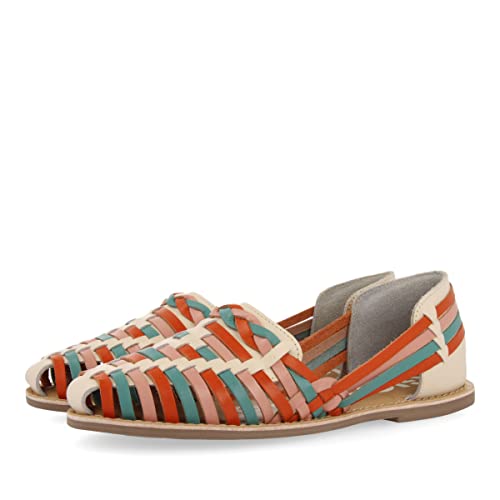 BALLERINES EN PEAU DE TYPE HUARACHE MULTICOLORE À LANIÈRES POUR FEMME KLONDIKE