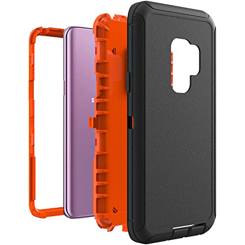 Image of Case for Galaxy S9 Plus, Heavy-Duty Tough Rugged Shockproof Drop Protective Cover Cases for Samsung Galaxy S9 Plus, Black+Orange