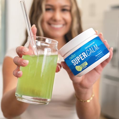 Image of Nello Supercalm Powdered Drink Mix Tub, Cortisol Reducer* and Sleep Aid Supplement, L Theanine, Ksm-66 Ashwagandha, Magnesium Glycinate, Vitamin D 3, No Sugar, Non GMO, 30 Ct, Honeydew Melon