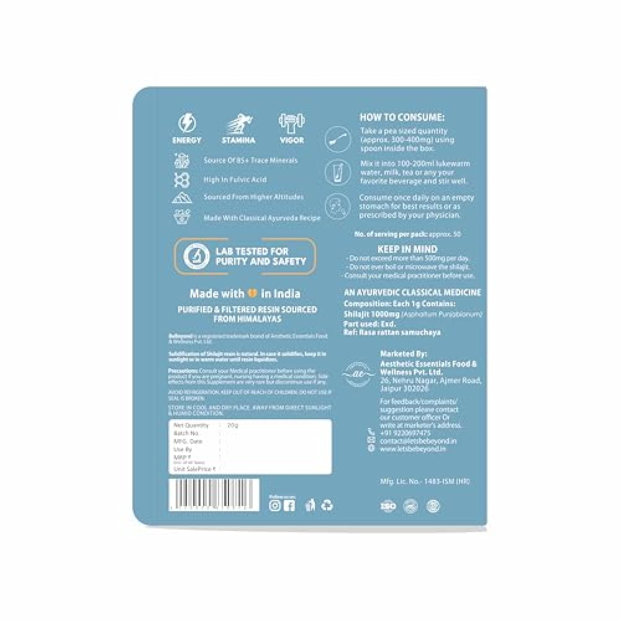 BeBeyond Pure Himalayan Shilajit Resin, 20g