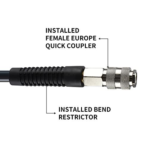 aunstarwei PVC Reinforced Air Compressor Hose Grey with 1/4" Europe Steel Quick Coupler and Plug Fittings, 15m Length - Image 3