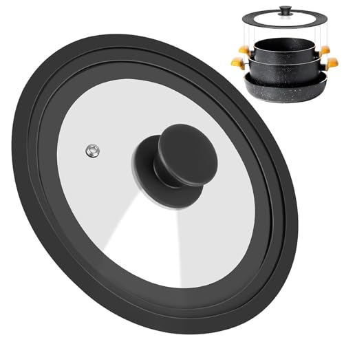 Couvercle Universel, Couvercle en Verre avec Bord en Silicone Résistant à la Chaleur, Convient aux Diamètres 16/18/20 cm, Multifonctionnel, pour Casseroles et Poêles