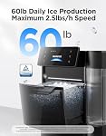 GoveeLife Nugget intelligent Ice Maker Pro, 60lbs Tous les jours, 6-Minute Première glace, 40dB Ultra-Quiet avec AI NoiseGuard, App. & Contrôle de la voix, autopropre, 3.5lbs Panier & Réservoirs d'eau double, pour cuisine à la maison, fête