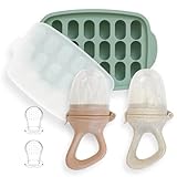 Hippypotamus Baby Food Feeder & Freezer Tray - Silicone Fruit Feeder - Pacifier Teething Toys - 2 Extra Pouches - Set of 2
