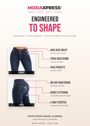 Image of Moda Xpress Women's Butt Lifting High Waisted Bootcut Jeans - Stretchy, Comfortable Flare Jeans in Junior Size Vintage Style