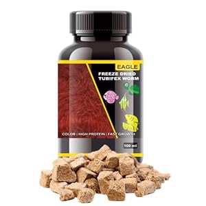 VAYINATO Eagle Freeze Dried Tubifex Worm, 100 % Natural Aquarium Fish Food For All Types Of Fish, Turtles, Reptiles, 100ML -3.3 Oz | High Protein | No Harm to Fish, All Life Stages