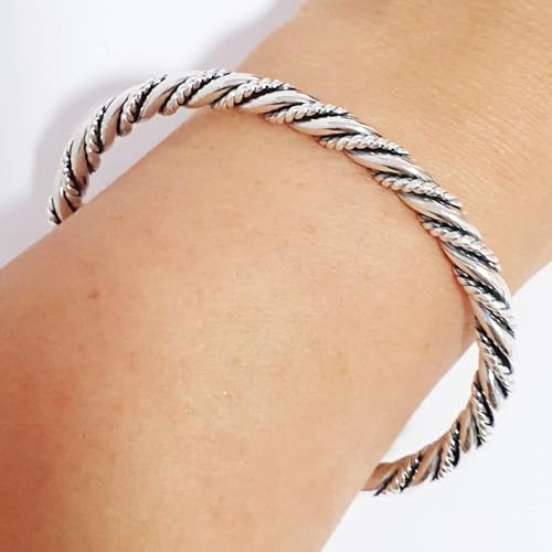 Men's Silver Bangle Bracelet - Solid 925 Silver Rope Twisted Bangle Bracelet For Men and Women4