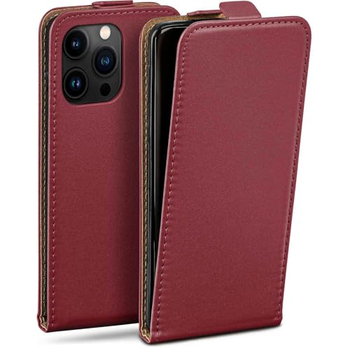 Housse iPhone 16 Pro Max cuir bordeaux moex à rabat intégral élégant