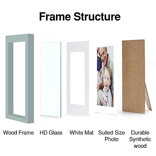Vecelo 11X14 Picture Frames Set Of 4,14X11 Photo Frames,High Definition Non-Fragile Acrylic Glass Covers With Solid Wood Base For Table Top Display And Wall Collage,Light Green #TOP3