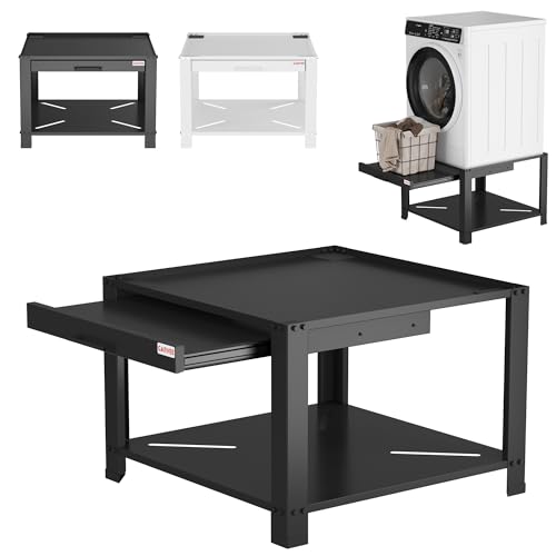 Image of Garvee 29 inch Laundry Pedestal with Pullout-Shelf, Pedestal Universal Fit Anti-Vibration Washing Machine Stand with Base Storage, 800 lbs Capacity, Black