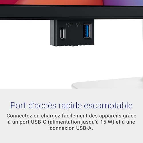 Dell 27 Plus USB-C Écran PC - S2725DC, QHD (2560x1440), 144Hz, IPS, 1ms MPRT, AMD FreeSync, 99% sRGB, Réglage en Hauteur, Haut-parleurs intégrés, 2 USB-C, DisplayPort, HDMI, 2 USB-A, Garantie 3 Ans